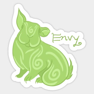 Seven Deadly Rabbits Series - Envy (text) Sticker